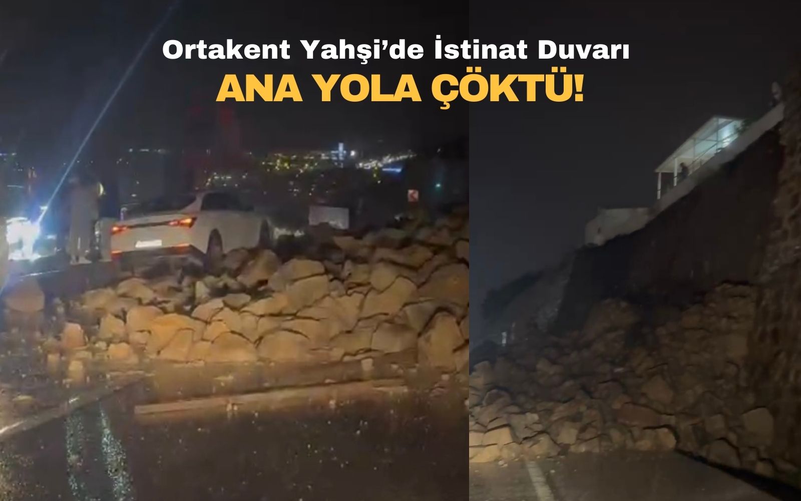 Ortakent Yahşi’de İstinat Duvarı Ana Yola Çöktü! Bodrum yönü trafiğe kapatıldı!