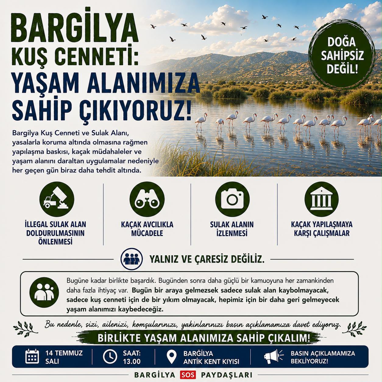 Bargilya Paydaşlarından Kuş Cenneti İçin Destek Çağrısı