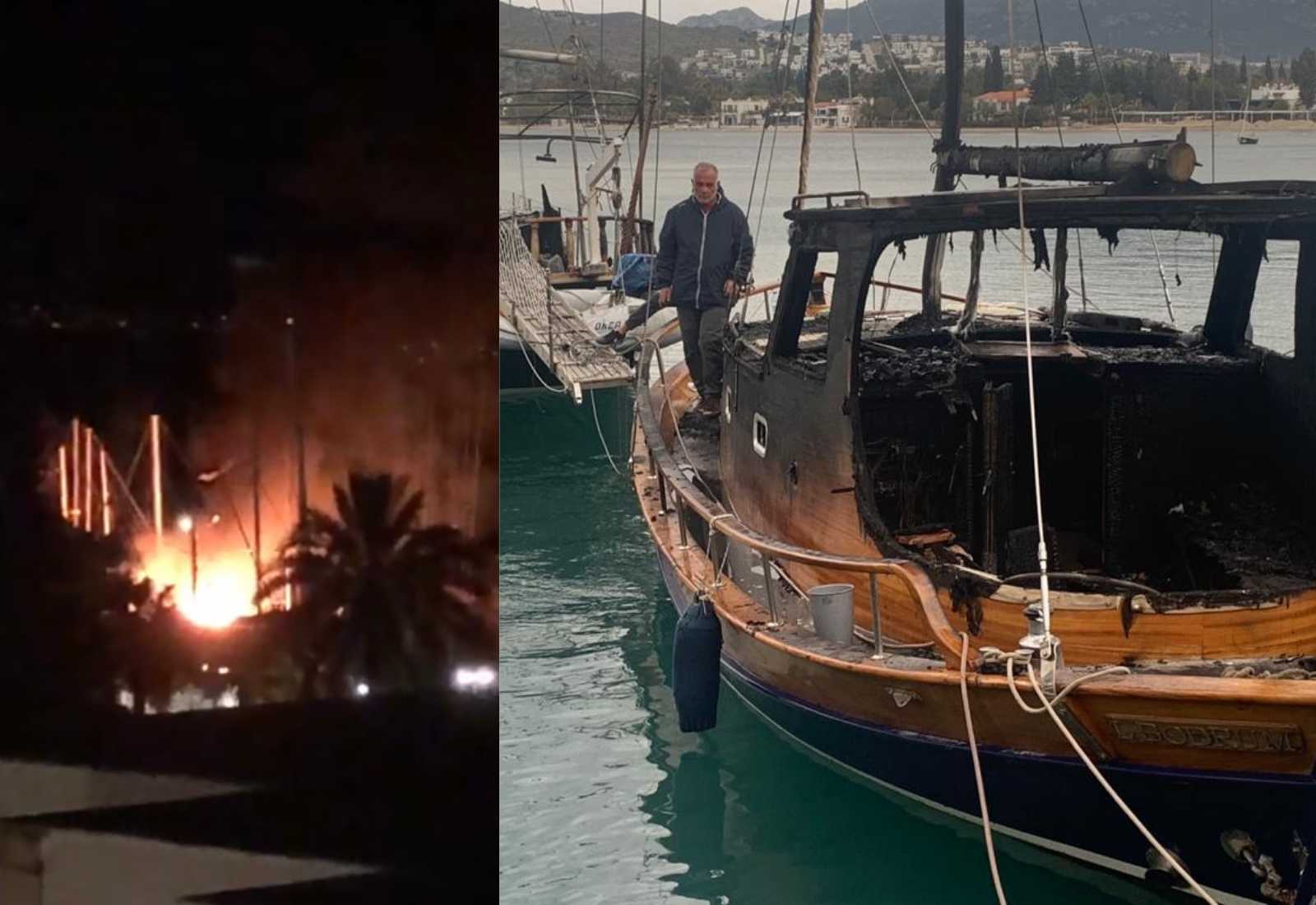 SON DAKİKA! Bitez’de ahşap tekneler alev alev yandı! 