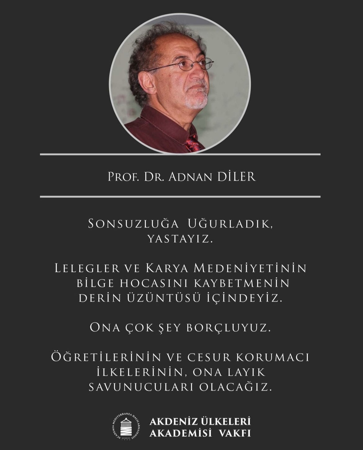 Ünlü akademisyen arkeolog Prof. Dr. Adnan Diler vefat etti