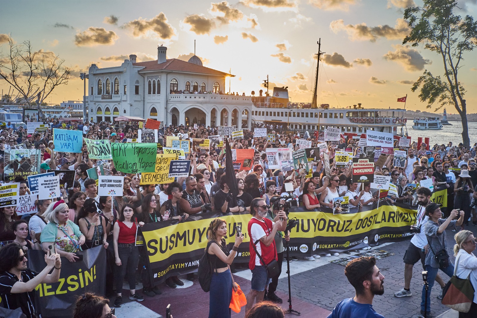 Binlerce yaşam hakkı savunucusu İstanbul Kadıköy'de katliam yasasını protesto etti