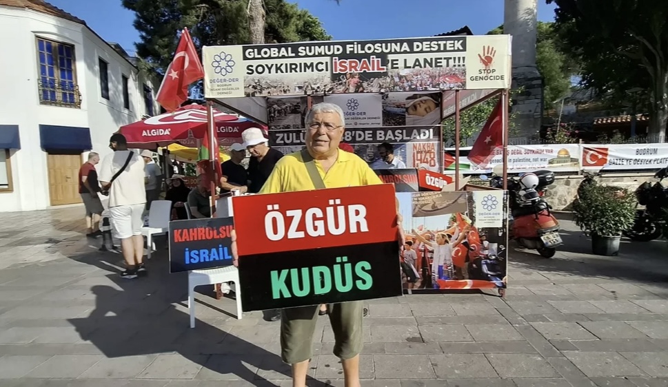Bodrum’da Sumud Filosu'na destek için nöbet çadırı kuruldu