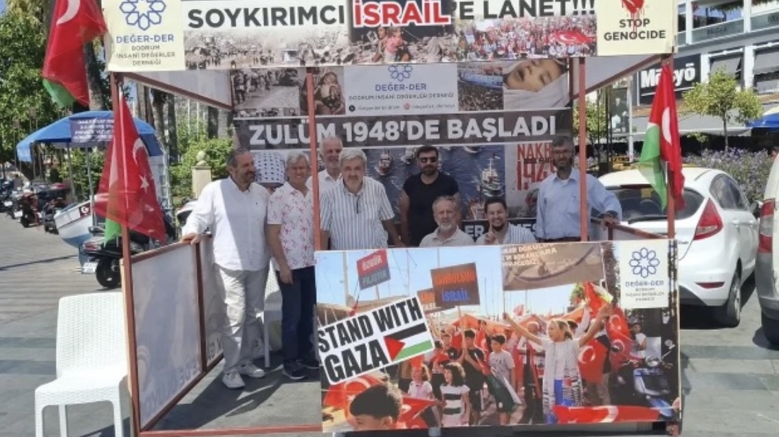 Bodrum’da Sumud Filosu'na destek için nöbet çadırı kuruldu